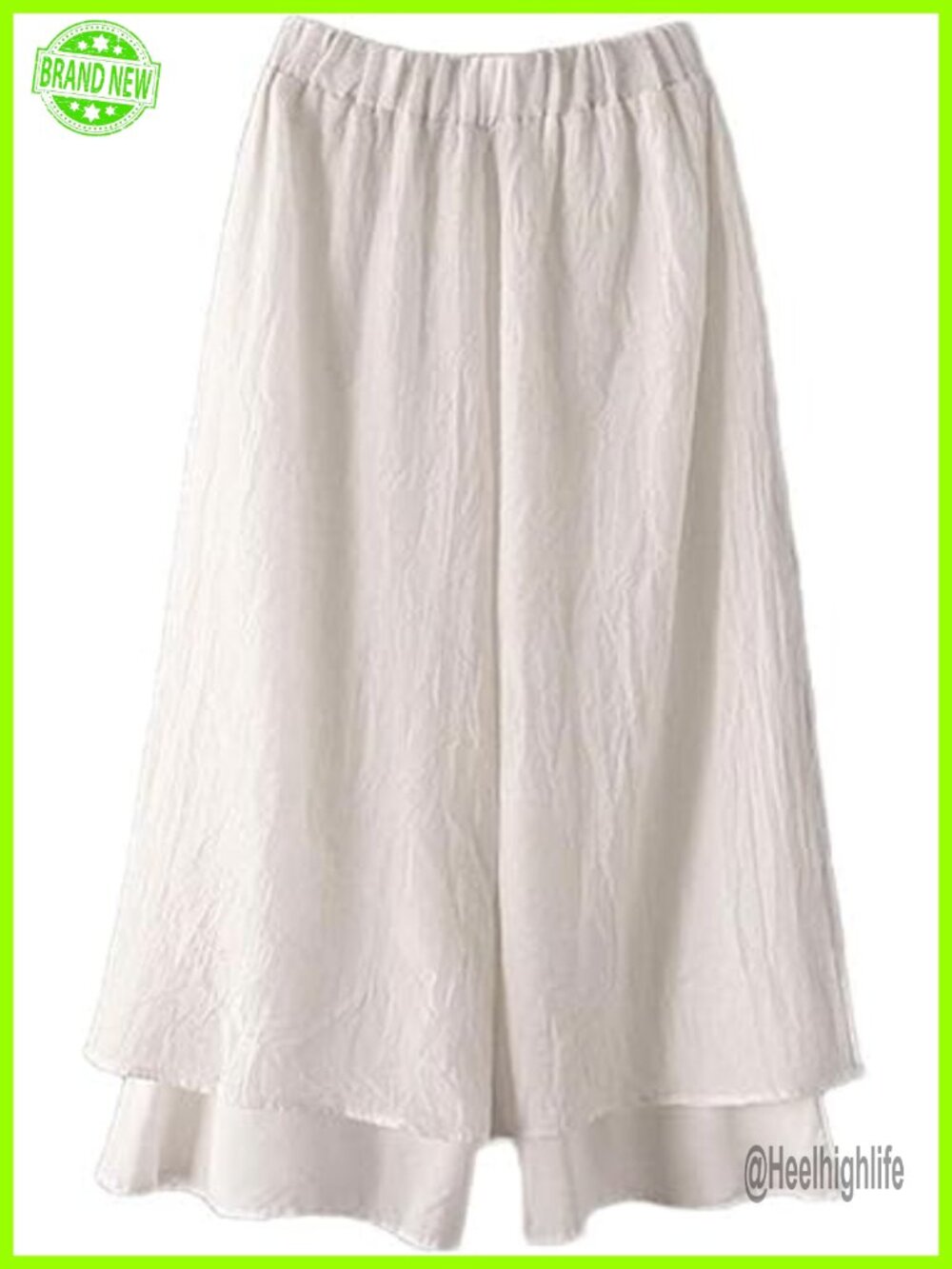 Cotton Wide Leg Palazzo Capri Pants with Elastic Waist